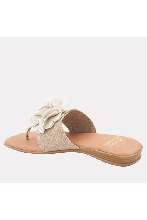 André Assous Nara Featherweights ™ Elastic Flip Flop Sandals | Beige/Platino