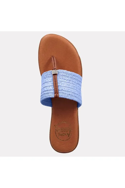 André Assous Nice Raffia Featherweights ™ Elastic Flip Flop Sandals | Sky Blue | Clearance Final Sale