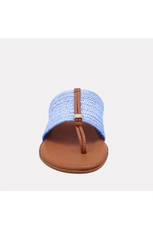 André Assous Nice Raffia Featherweights ™ Elastic Flip Flop Sandals | Sky Blue | Clearance Final Sale