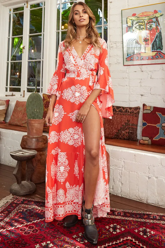 Anywhere Feels Like Home Maxi Dress Red