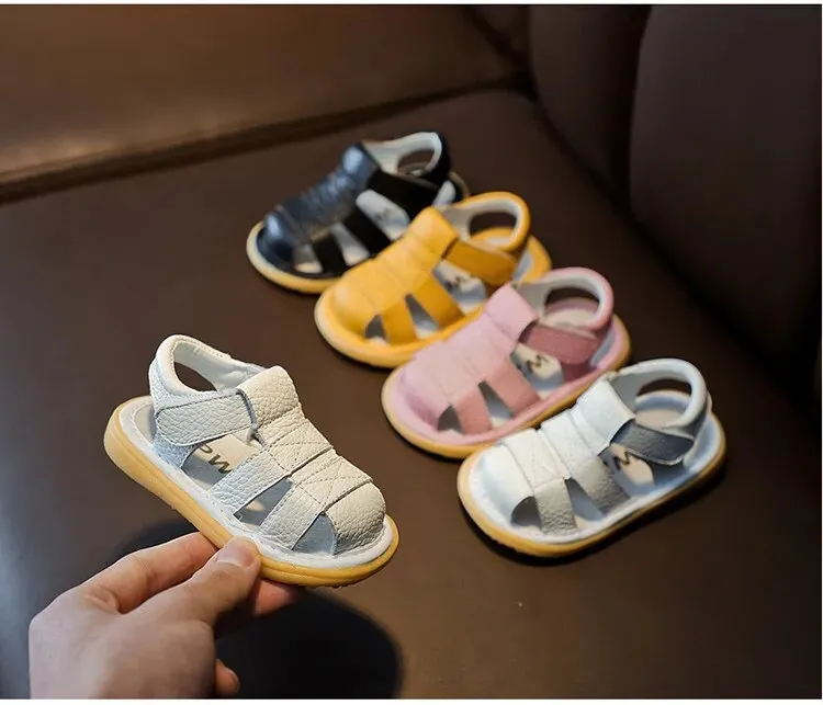 Baby Boys Summer Sandals Infant Anti-collision Toddler Shoes Soft Bottom Genuine Leather Sandals - BBSD50730