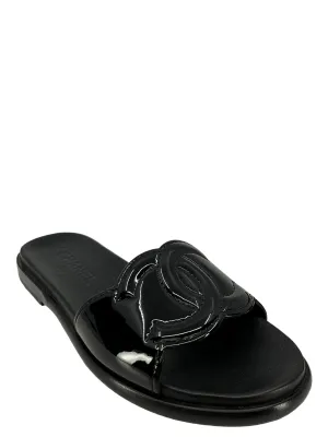 Chanel Black Leather Sandals Size 7