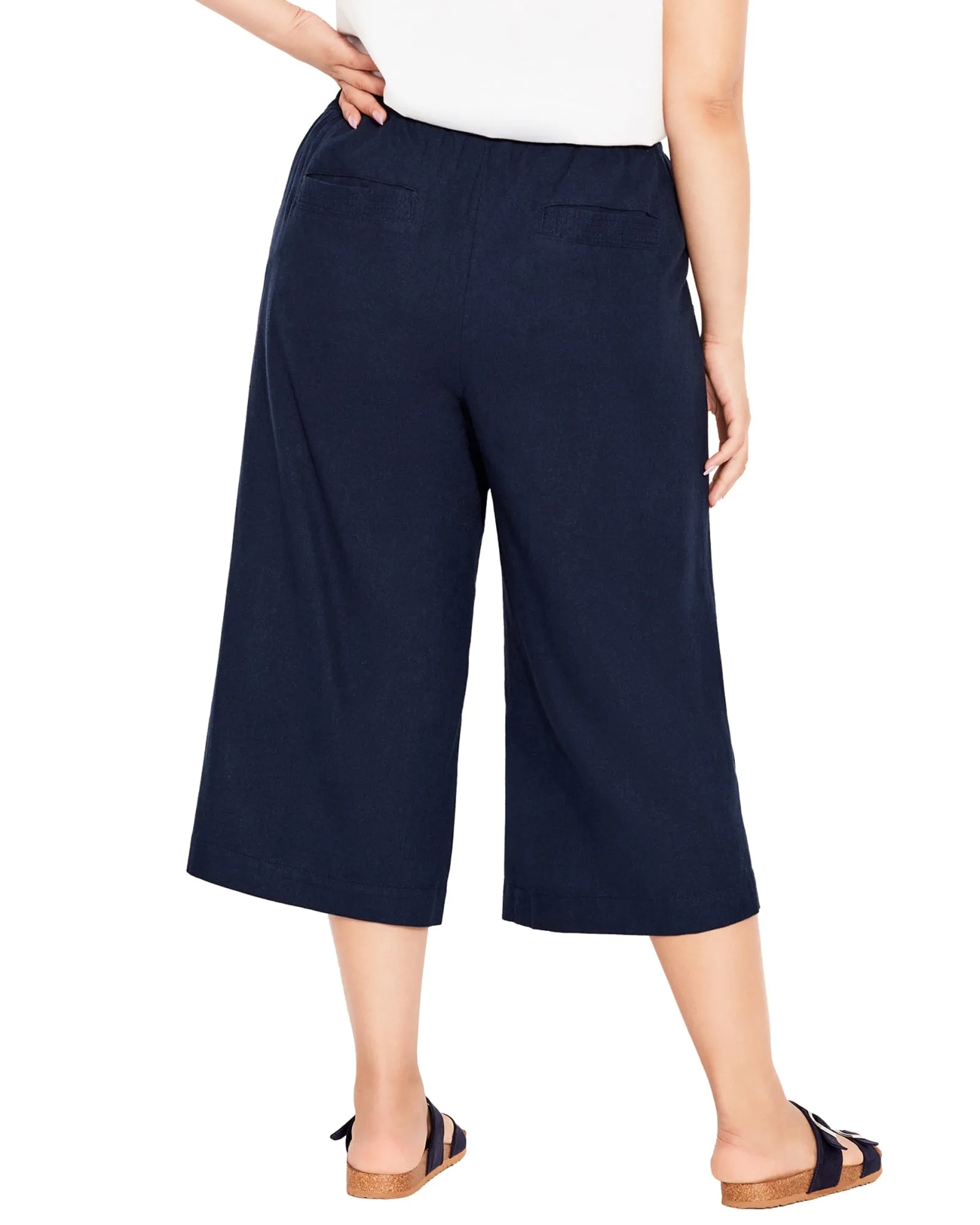 Cindy Wide Leg Crop Pant | Navy