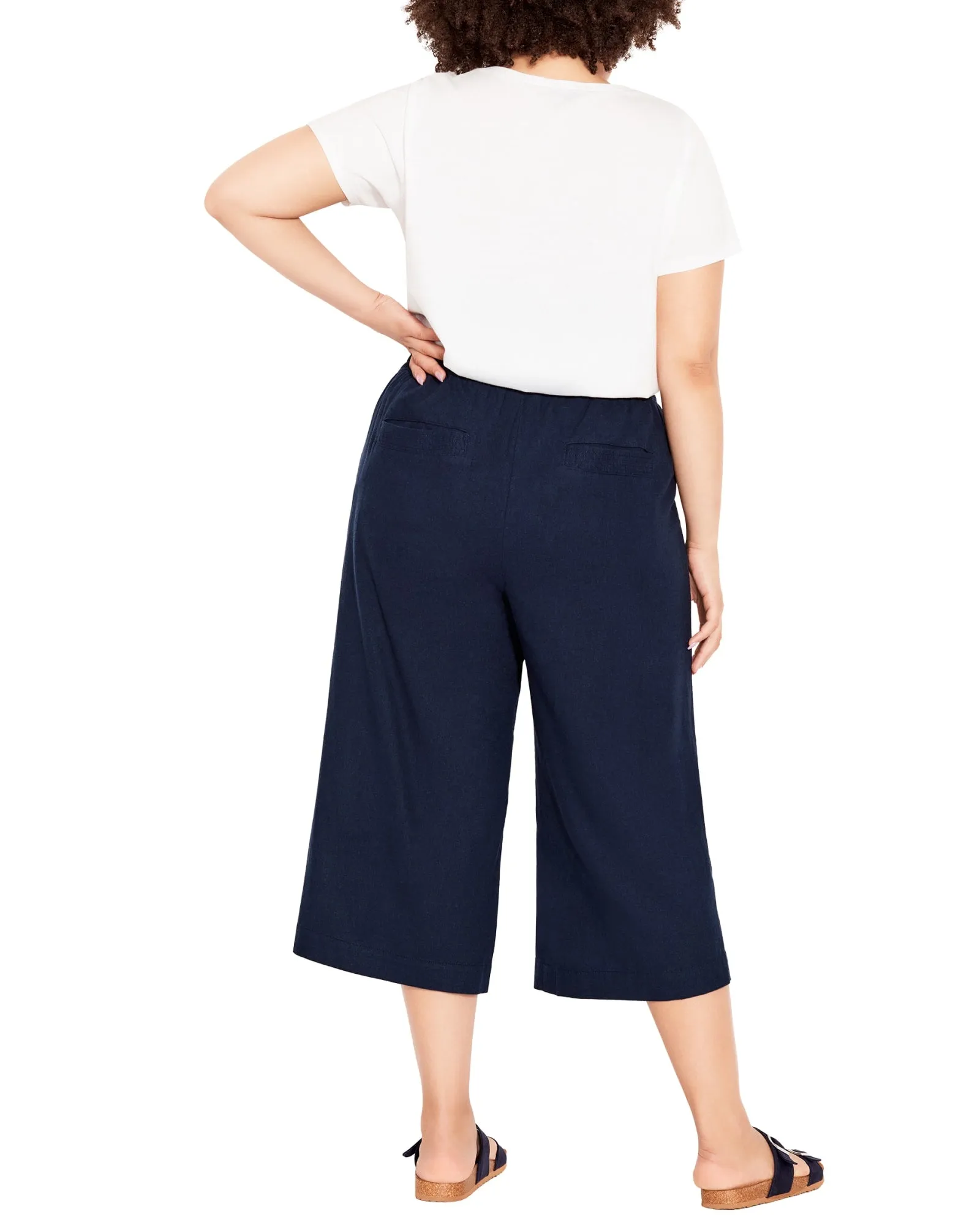 Cindy Wide Leg Crop Pant | Navy