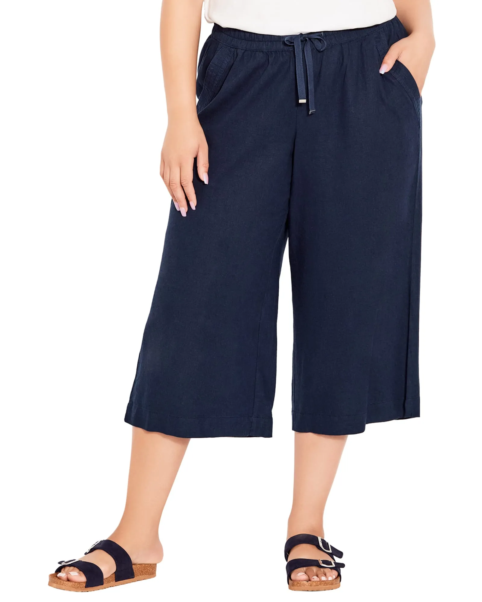 Cindy Wide Leg Crop Pant | Navy