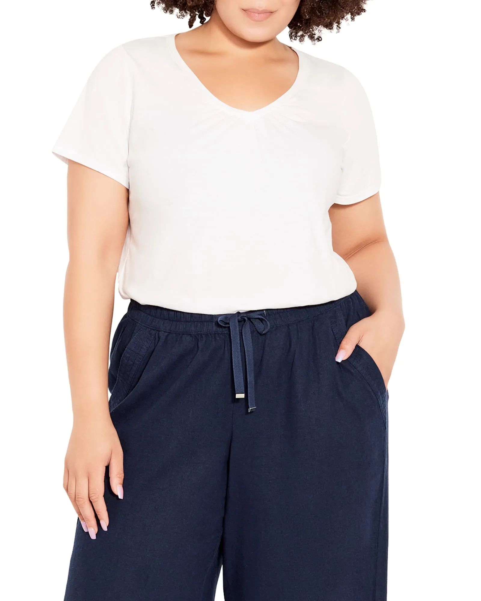 Cindy Wide Leg Crop Pant | Navy