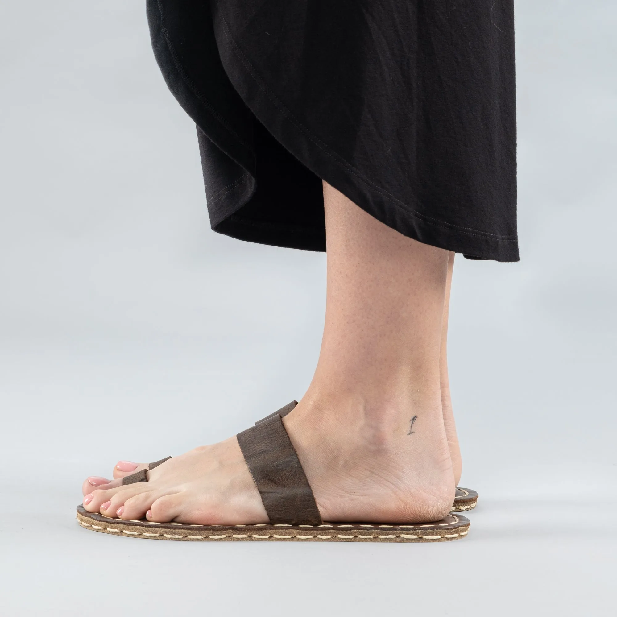 Coffee Barefoot Thong Sandals