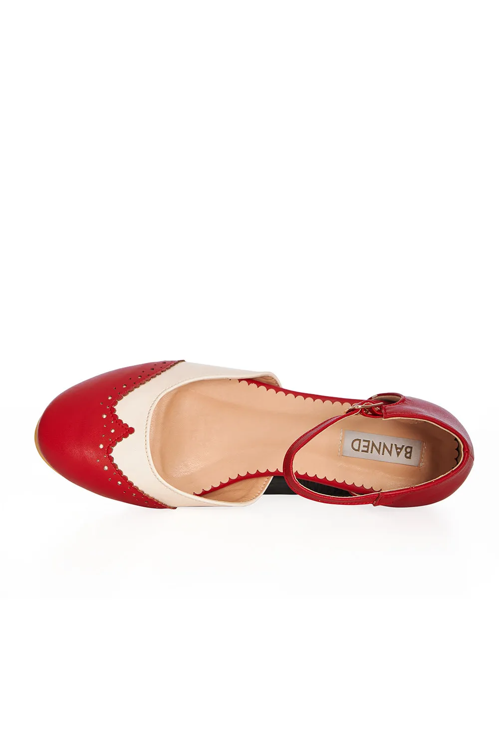 Dapper Dancemates Brogue Sandals in Red by Banned