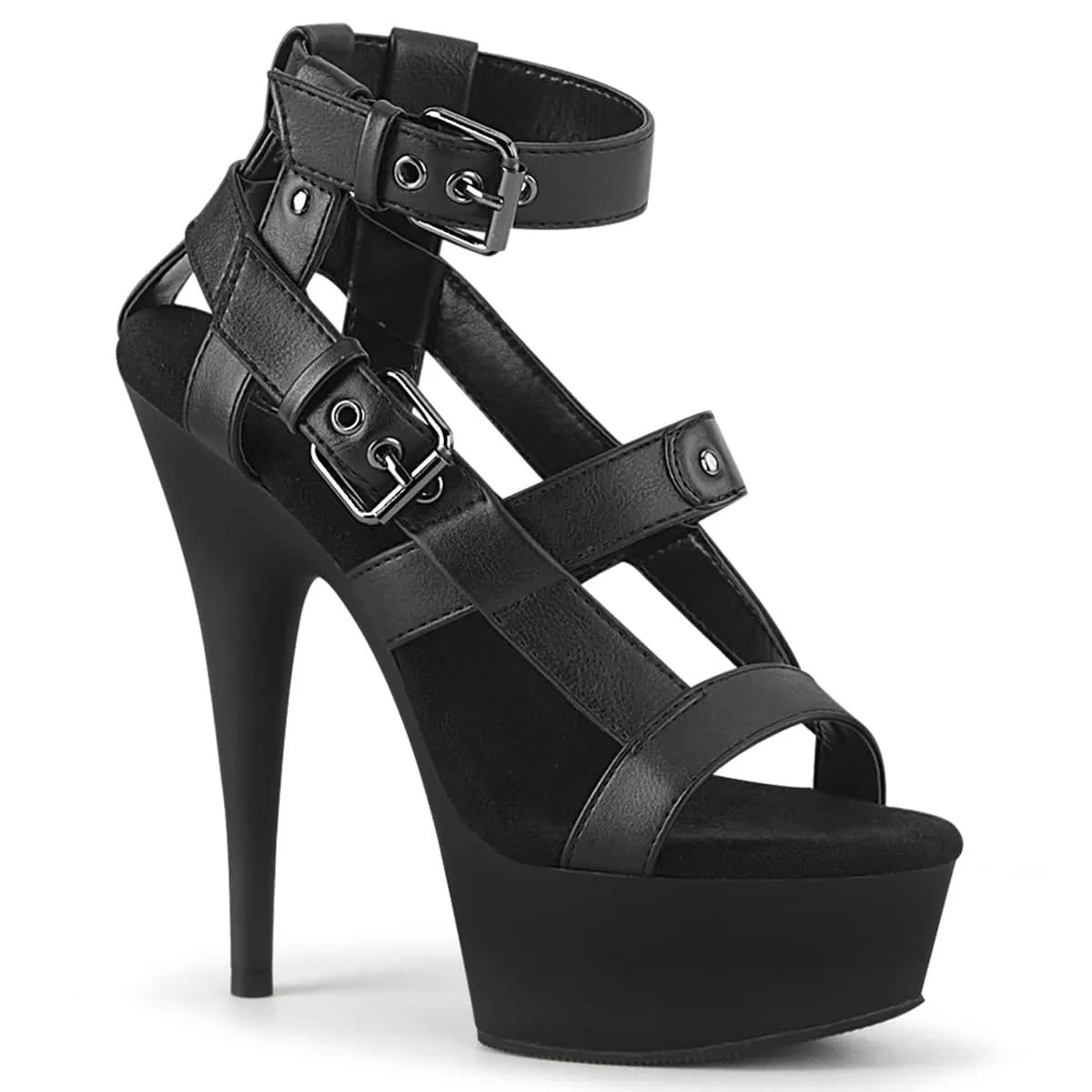 DELIGHT-637 Black Ankle Sandal High Heel