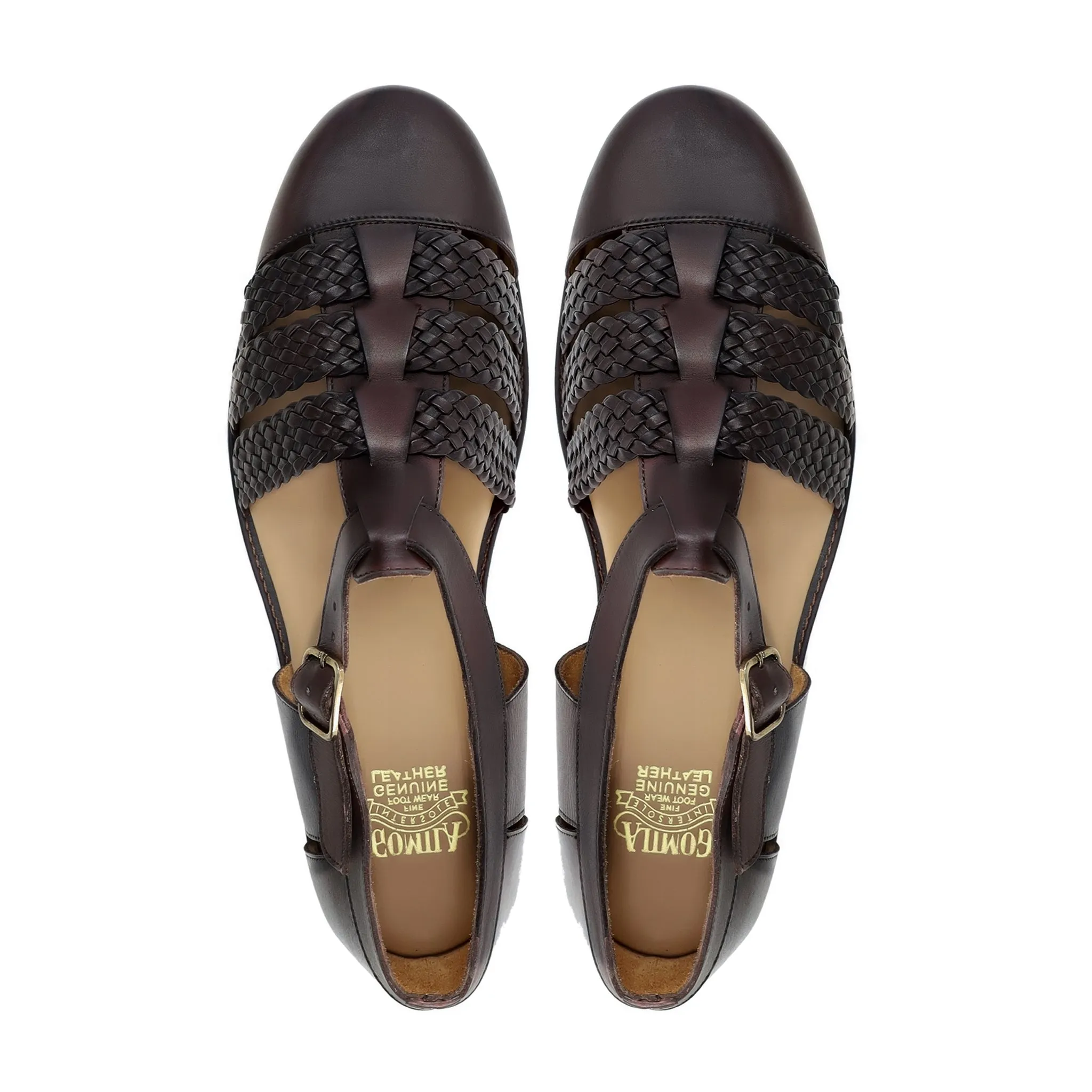 Gladiator - Men's Dark Brown Calf and Hand Woven Calf Leather Sandal