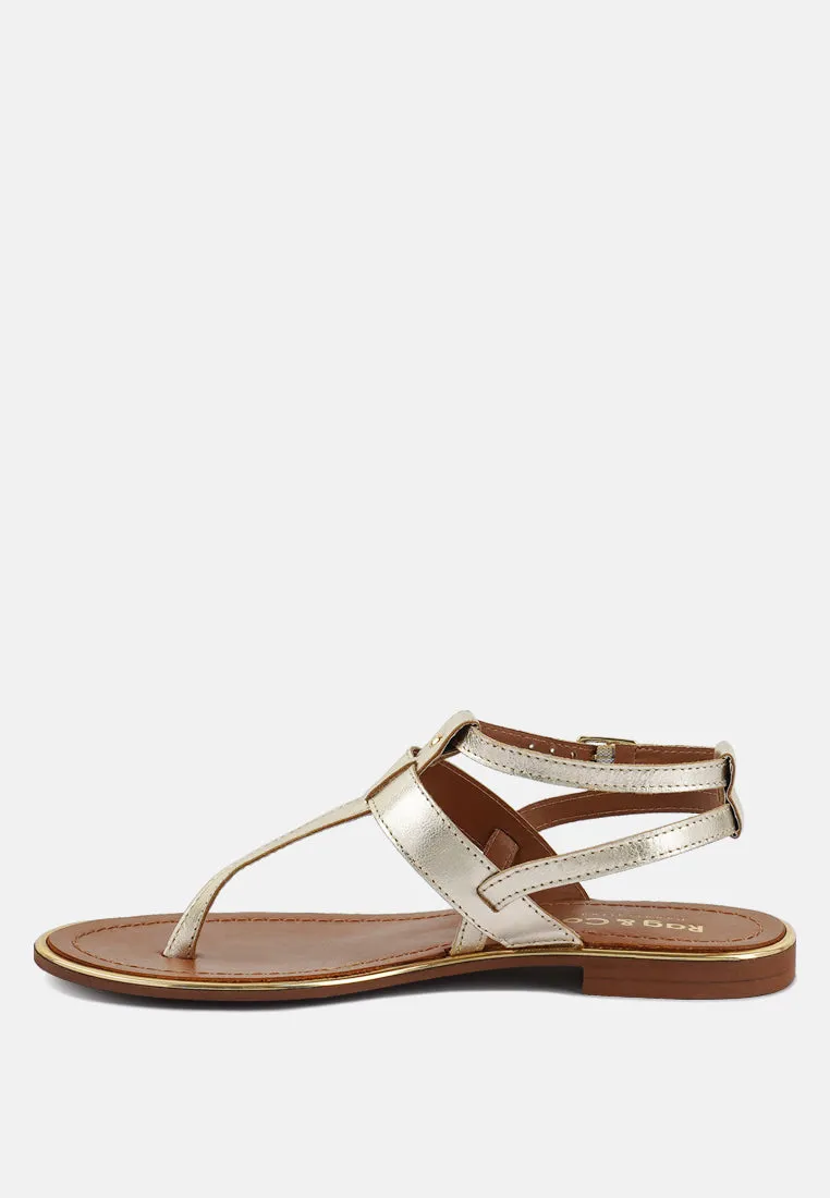 IRENE Gold Flat Thong Sandals