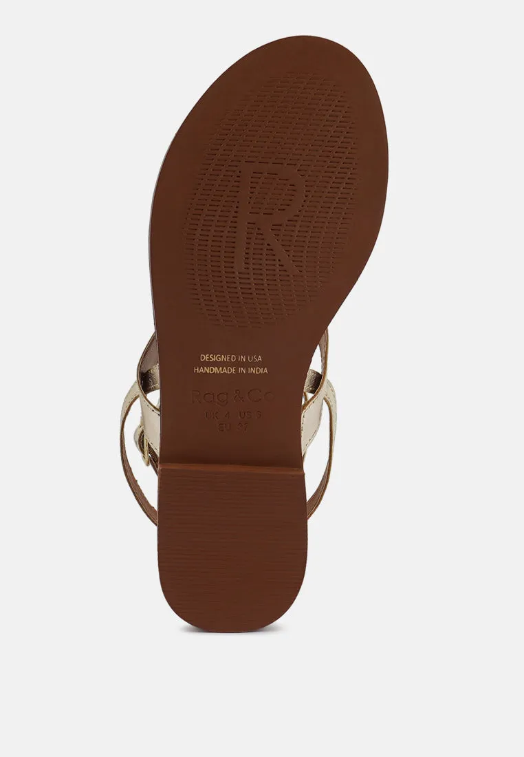 IRENE Gold Flat Thong Sandals