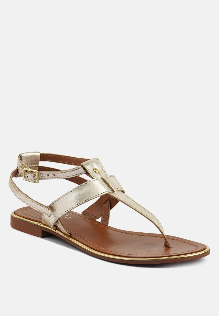 IRENE Gold Flat Thong Sandals