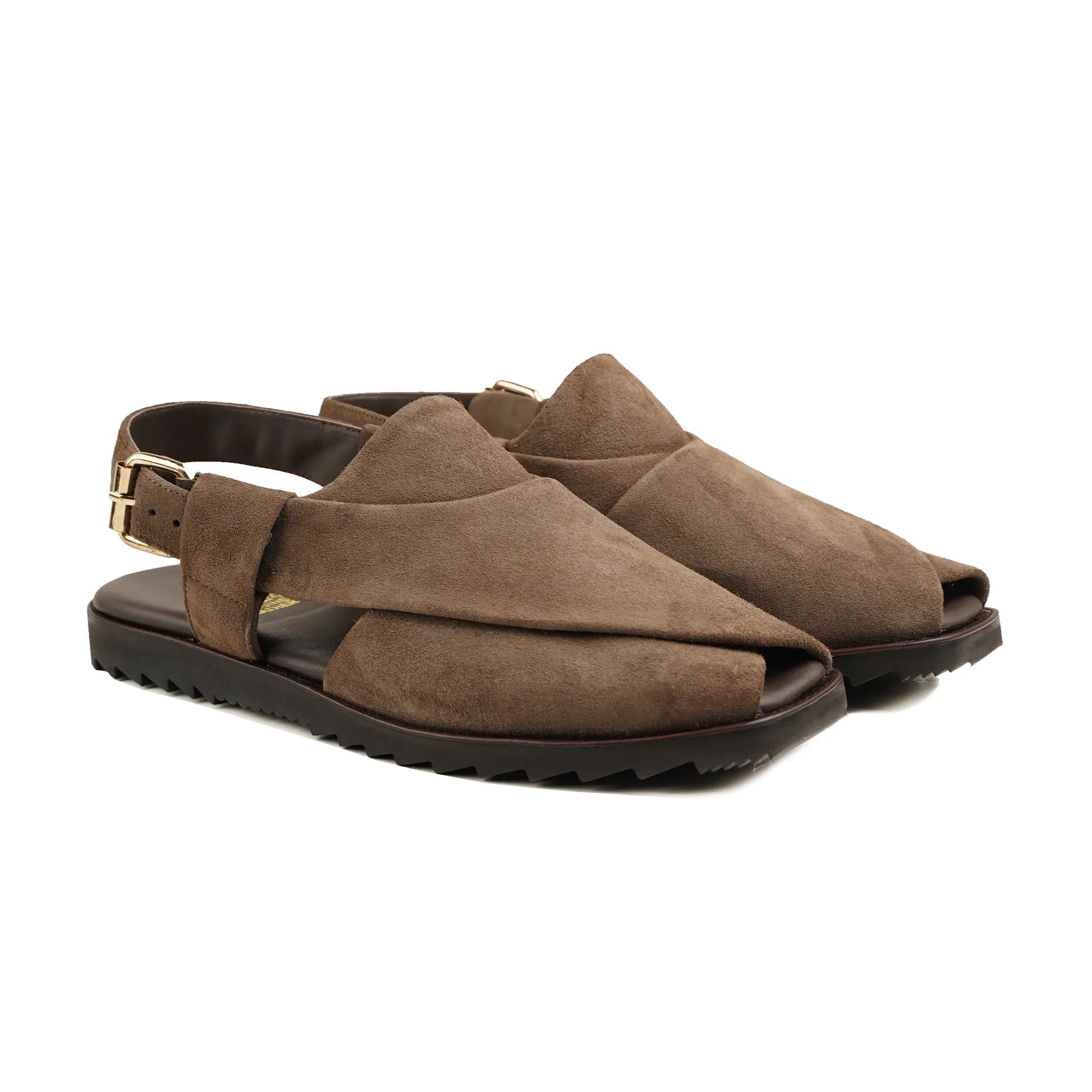 Kantana - Men's Dark Brown Kid Suede Sandal