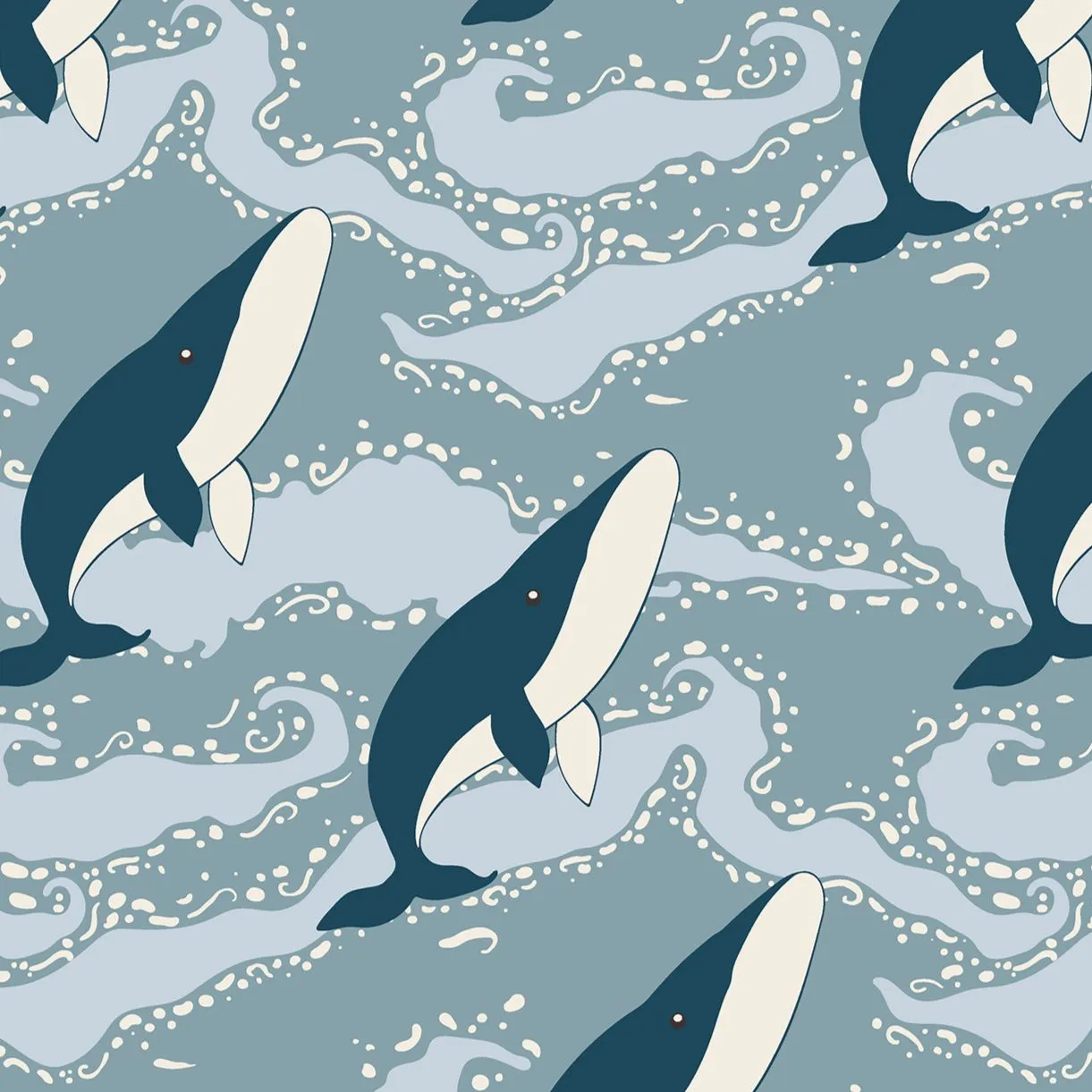 Kickee - Zipper Convertible Sleeper - Splashing Whales