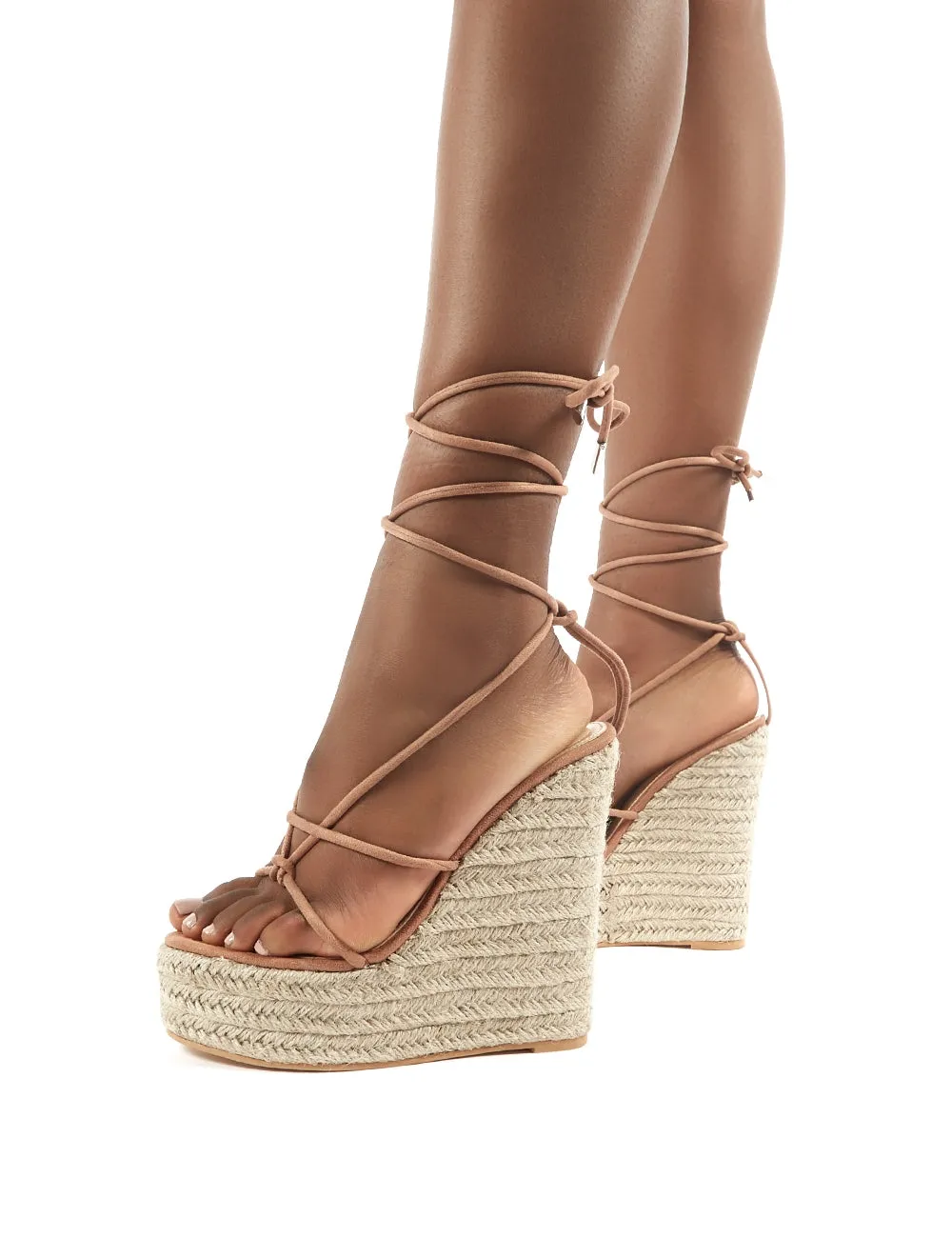 Luciana Mocha Espadrille Lace Up Heeled Sandals