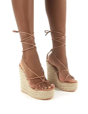 Luciana Mocha Espadrille Lace Up Heeled Sandals