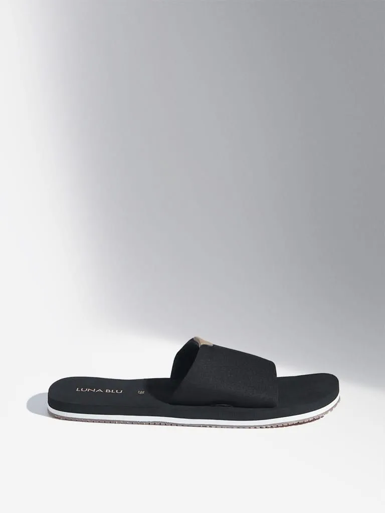 LUNA BLU Black Lycra Slides