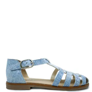 Manuela Denim Leather Gladiator Sandal