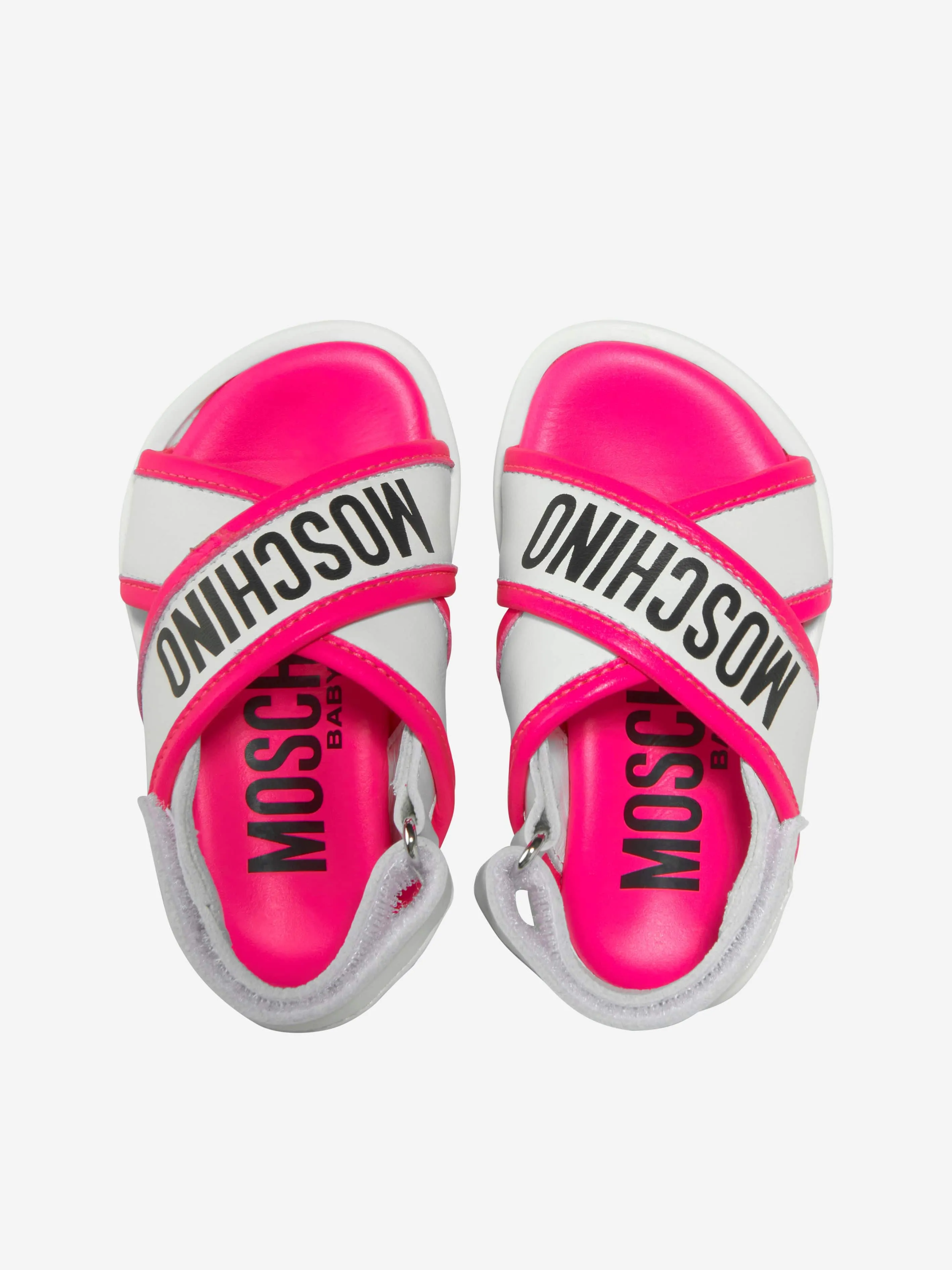 Moschino Girls Leather Logo Slingback Sandals