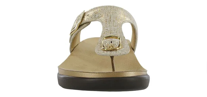 SAS Women's Sanibel T-Strap Slide Sandal SHINY GOLD