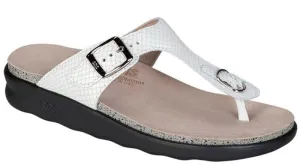 SAS Women's Sanibel T-Strap Slide Sandal WHITE SNAKE