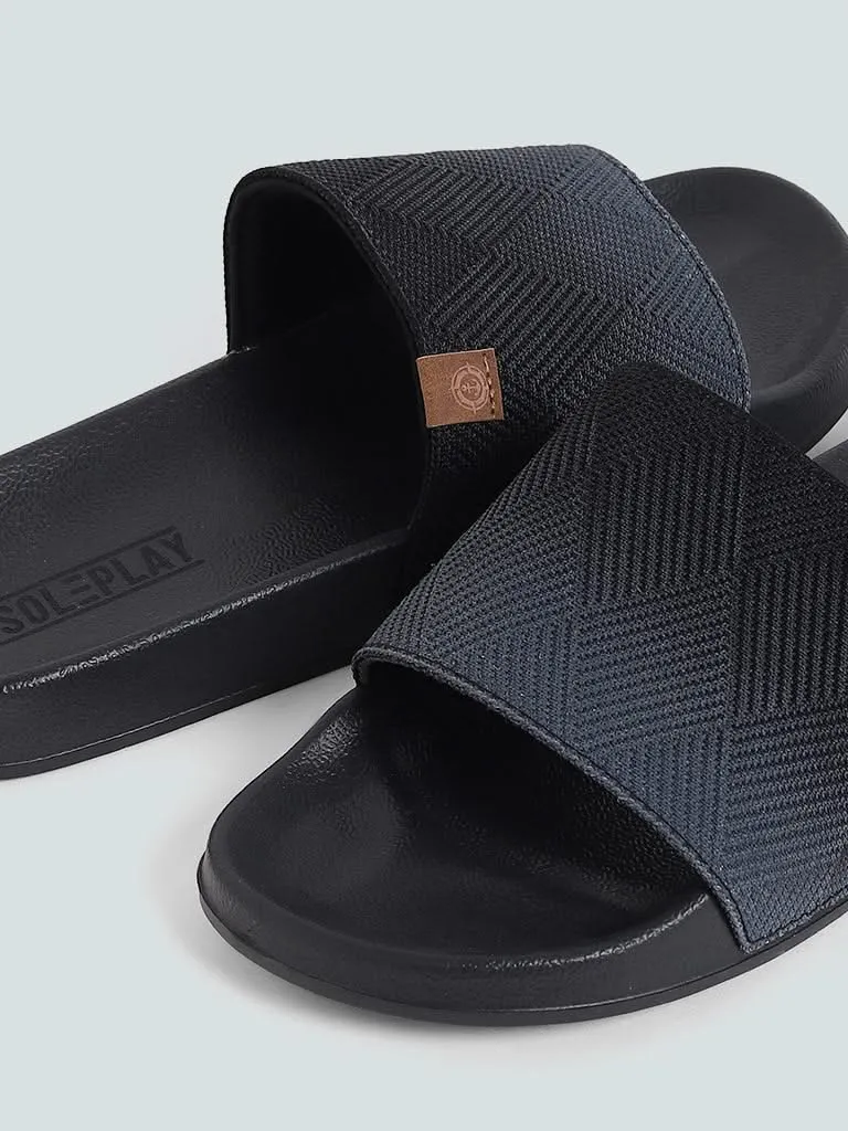 SOLEPLAY Black & Grey Knitted Slides