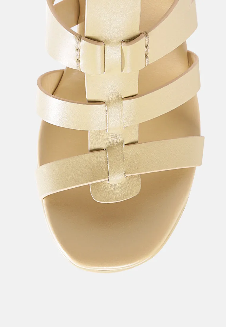 WINDRUSH Cage Wedge Leather Sandal in Nude