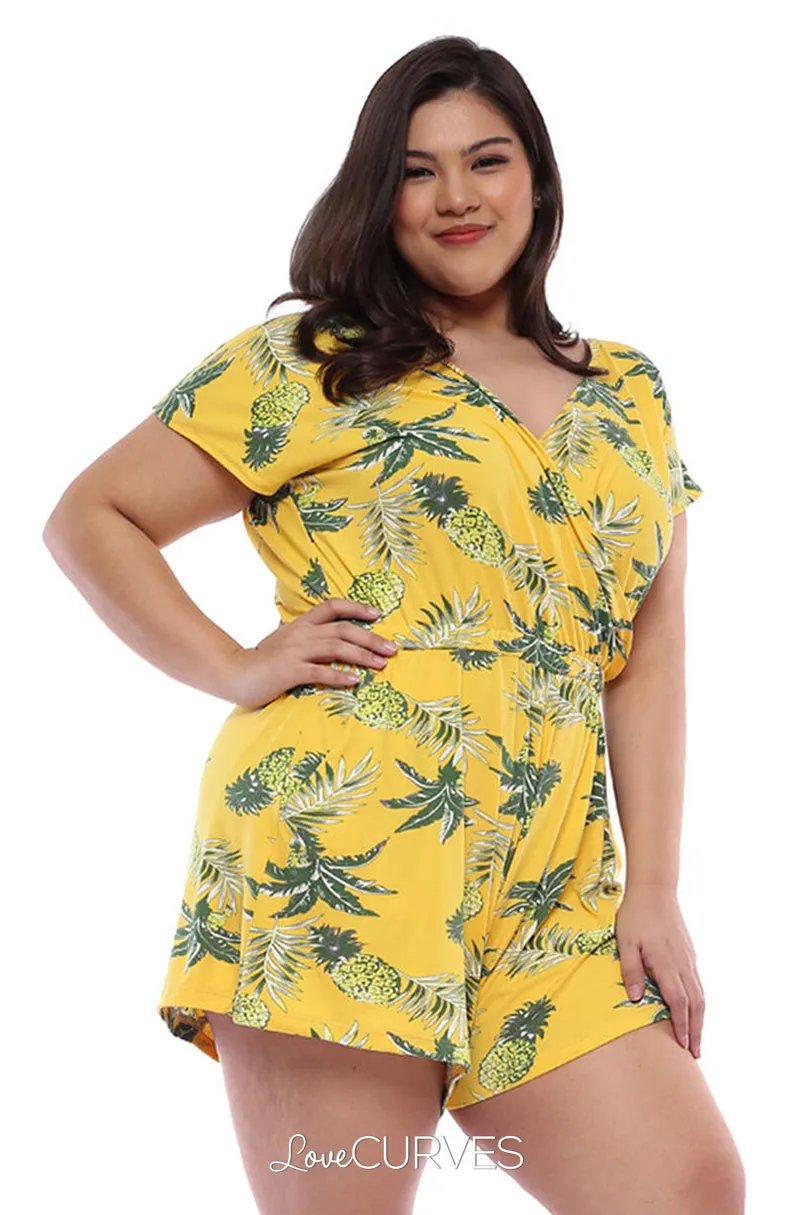 Wrap Romper - Yellow Pineapple