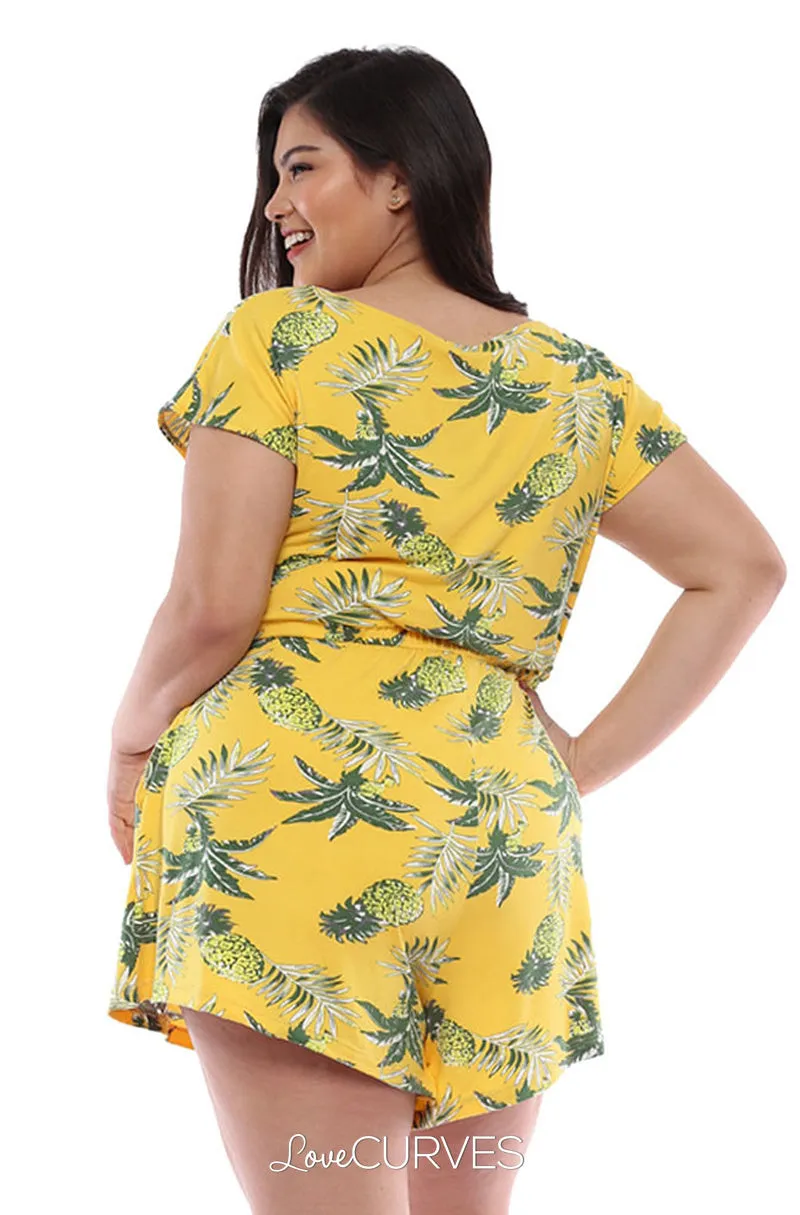 Wrap Romper - Yellow Pineapple